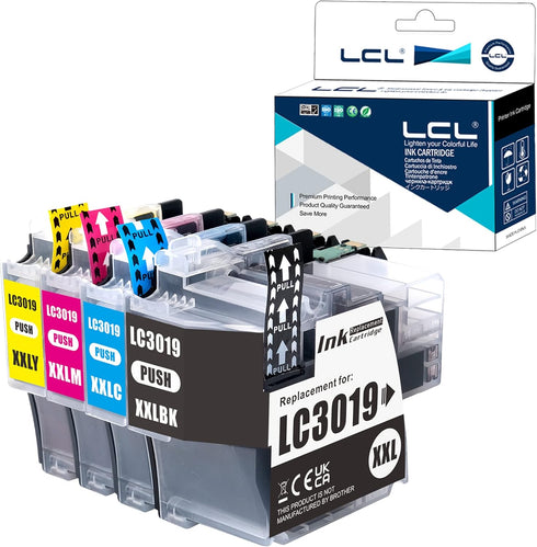 LCL Compatible Ink Cartridge Replacement for Brother LC3019, 4-Pack Black Cyan Magenta Yellow
