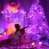 JMEXSUSS Purple Halloween Lights Clear Wire, 66ft 200 LED Purple String Lights, Indoor Outdoor Waterproof for Christmas