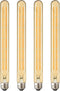 Leools T300 LED Long Bulbs, 12W Dimmable Tubular Bulb, 100 Watt Equivalent, Amber Glass, 2700K Warm White, 4-Pack.