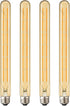 Leools T300 LED Long Bulbs, 12W Dimmable Tubular Bulb, 100 Watt Equivalent, Amber Glass, 2700K Warm White, 4-Pack.