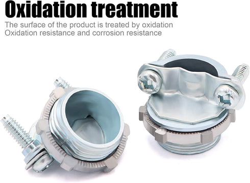 12pcs 1/2 Inch Clamp Type Cable Connectors for Metallic Conduit to Protect Cables, Silver-Zinc