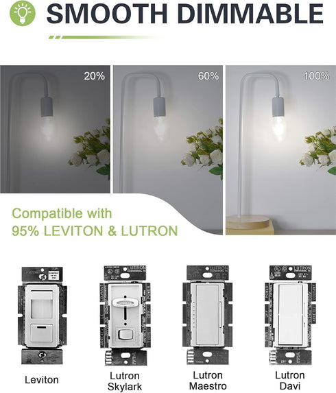 Dimmable E26 Bulb 40W E26 Bulbs 4W 4000K E26 Bulb AC120V 400lm T14 T45 Bulb 4 Pack LED Equivalent Light Neutral White