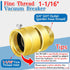 Fine Thread Vacuum Breaker, PK1390 1-1/16" Fine Thread Female No Lead Brass Self-Draining Vacuum Breaker, Hose Bib Vacuum Breaker, Providing you with Healthy Portable Water (NOT fit 3/4" GHT Bibcock) by Boltigen