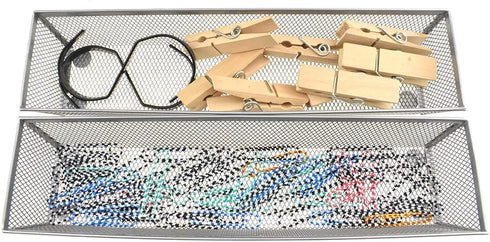 HAHIYO Stackable Mesh Tray Cup 12 x 3 x 2 inches, Sturdy Container for Desk Drawer Organizer, Home Office, School,