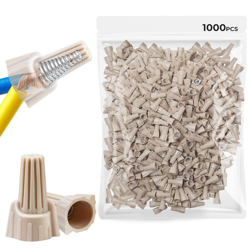 Leepenk 1000PCS Tan Wire Nuts Connectors P12, 22-10AWG Twist Wire Caps, Electrical Wire Connectors Assortment Kit