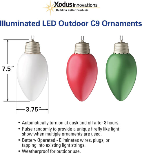 WP900 Battery Powered Hanging Decorative Outdoor Light, 8 Inch C9 Bulb Style with Sensor, Single