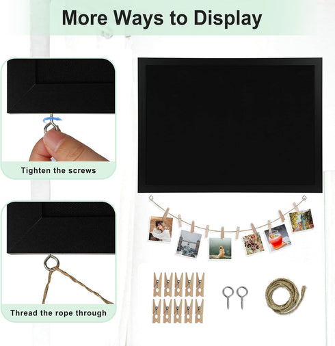 DOLLAR BOSS Large Black Cork Board - Double-Sided Bulletin Board with Linen 24''x 18'' for Office Home School