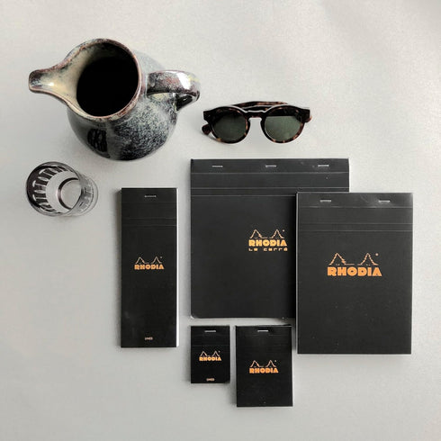 Rhodia Staplebound Notepads, Lined with 3 Hole Punch, 80 Sheets, 8 1/4 x 11 3/4 in., Black
