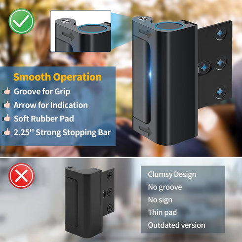 1Pack Home Security Door Reinforcement Lock Safety Latch Extra Front Doors Security Devices, Anti Door Kick in Safety