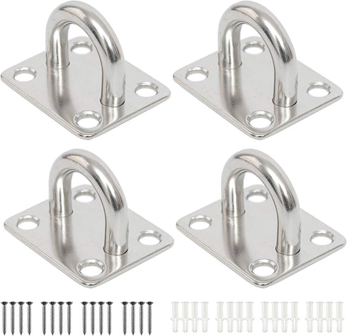 Heavy Duty U-Shaped Pad Eye Plate Staple Ring Hook Loop Sail Shade Hardware - Stainless Steel Hammock Hooks for Wall