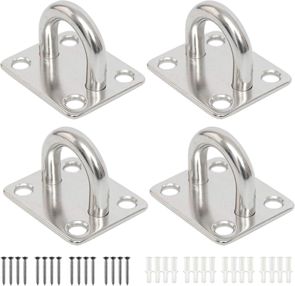 Heavy Duty U-Shaped Pad Eye Plate Staple Ring Hook Loop Sail Shade Hardware - Stainless Steel Hammock Hooks for Wall
