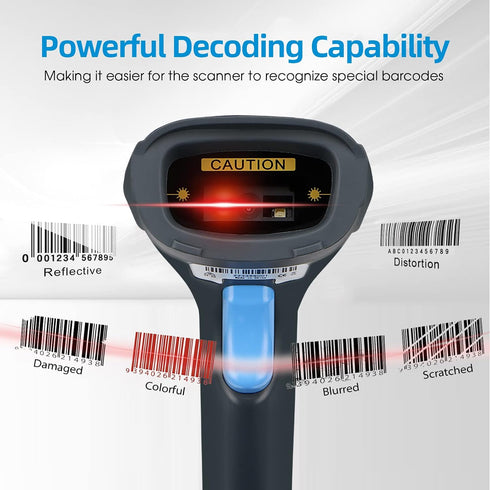 OBZ 2D 32-Bit PDF417 Barcode Scanner Handheld Wired USB Bar Code Reader,Automatic QR Code Scanner with Chip,Supports