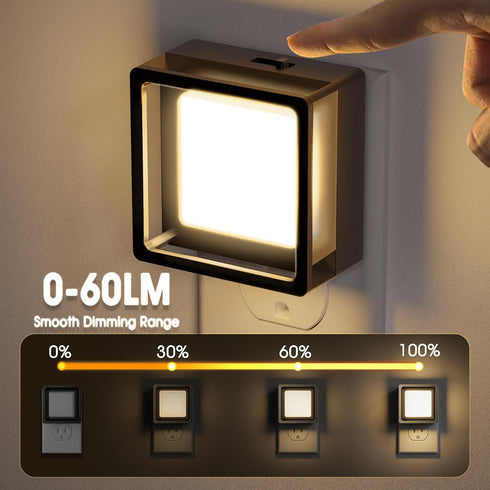2Pack, Dimmable 3000K, 1W, Briignite Night Light, Night Lights Plug into Wall, Dusk to Dawn Sensor Night Light