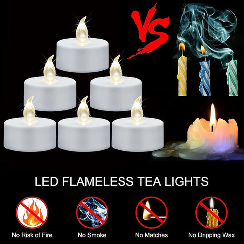 Timer,12Pack 400+Hours,for Flameless Led Tea Lights Candles with Remote and Battery Operated Electric Candle,Bright