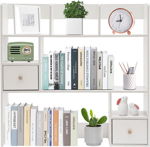 Generic 6 2 Countertop Desktop Bookshelf, Desktop Hutch with Shelves & Drawers, Storage Hutch for Computer Desk, Desk
