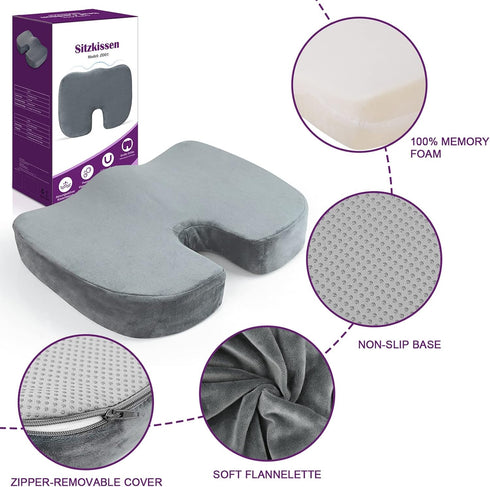 AROVAXCJC Gel Memory Foam Seat Cushion: Ergonomic Orthopedic Wedge Cushions for Relief Back Lumbar Spine Coccyx