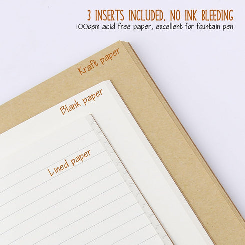 Refillable Handmade Leather Travelers Notebook - Small Size 5.2" x 4" Inches, Coffee
