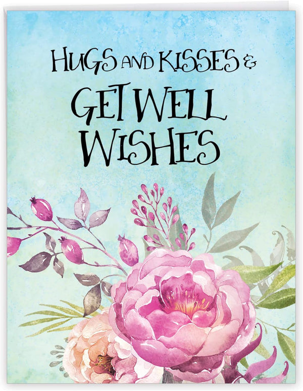 NobleWorks Jumbo Get Well Greeting Card (8.5 x 11 Inch) - Beautiful Feel Better Soon Group Notecard - Get Well Florals
