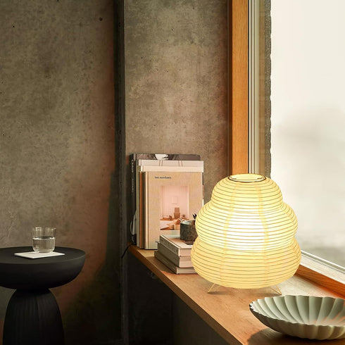 3 Bedside(Bulb Paper Lantern Lamp, Japanese Paper Table Lamp with Color, Cute Wabi-Sabi Rice Paper Lamp for Desk