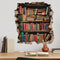 flaxarne 3D Bookshelf Wall Stickers Faux Hole Book Design Decorative PVC Wall Art