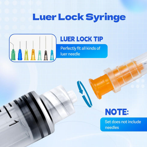 GVTCO 5ml 5cc Wrapped(50 Pack) Syringes Without Needles, Luer Lock Syringe - Disposable Individually