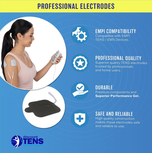 Discount 8 2 2 Inch TENS EMPI Compatible TENS Electrodes, Premium x Self-Adhesive Replacement Pads for EMPI Units