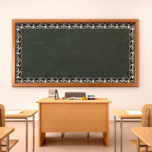 Whaline 69Ft Graduation Bulletin Board Border, Graduation Cap Firework Shape Decoration for Classroom