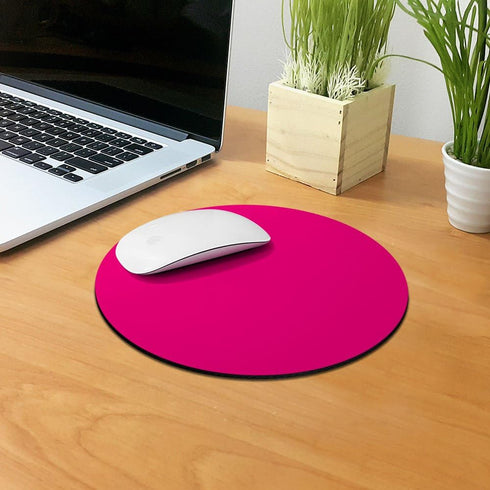 FINCIBO Non-Slip Round Mousepad, Solid Hot Pink Mouse Pad for Home, Office, Gaming Desk