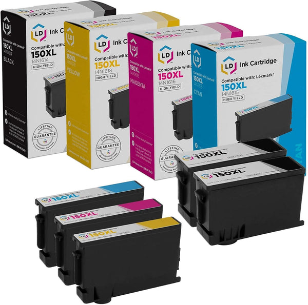 LD Products Compatible Ink Cartridge Replacement for Lexmark 150XL, 5 Cartridge Pack (2 Black, 1 Cyan, 1 Magenta, 1
