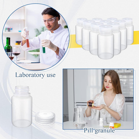 Zhehao 30 Pcs 4 oz Polypropylene Wide Mouth Reagent Bottle, Small Water Bottle with Lid, Empty Sealed Leakproof HDPE