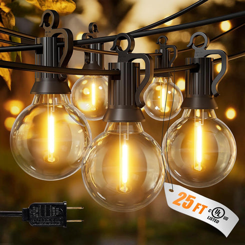 Brightown Outdoor String Lights, 25FT 12+1 G40 Bulbs Shatterproof Patio Lights, IP65
