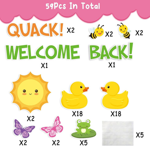 Back to School 59Pcs Duck Bulletin Board Cutouts, Classroom Decorations for First Day of School Duck Themed Party