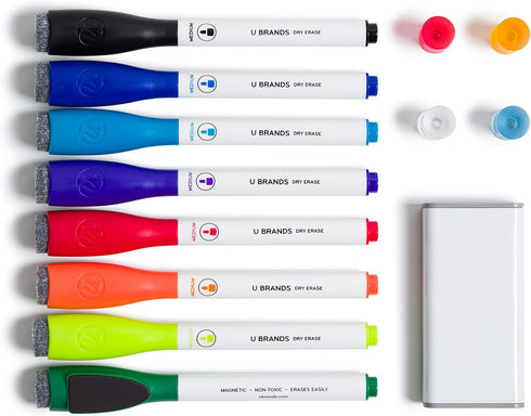 U Brands Magnetic Board Accessory Set, Includes Dry Erase Markers, Magnets, Eraser, 13 Pieces