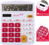 Meichoon Desktop Calculator 12 Digit Large LCD Display, Solar Battery Dual Power, Red, for Office/Home/School KA08