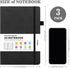 Lined Journal Notebook, 3 Pack A5 College Ruled, Hardcover, 160 Pages, Black, Brown, Grey