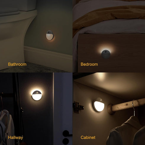 YUNLEX 4 Pack 2.6" Dimmable 3 Stair Lights Indoor, Small Stick on Lights, Motion Sensor Night Light, Light Modes