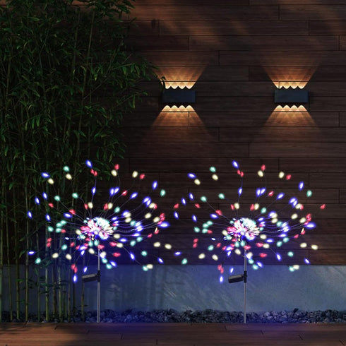 2 Pack 175 LED Solar Firework Lights, Waterproof 4th of July Decorations for Outdoor Landscape Path Lights