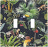 Decorative Palm Trees Double Toggle Light Switch Cover - Floral Tropical Jungle Animals 2 Gang Wall Plate for Home Decor