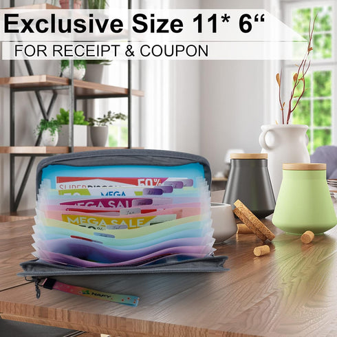 NAFY Small Accordion File Organizer, A5 Check Size, 13 Pockets with Zipper, 11X7 Inches for Coupon, Receipt, Bills