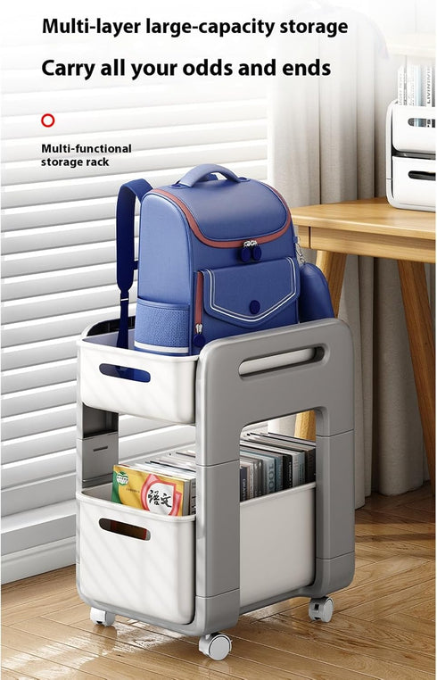 Generic Household Swivel Caster Cart for Storage of Bags, Books, and Miscellaneous Items (Whiter, Second Layer)