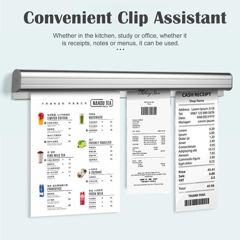 origreen 2 Bars(12 Inch, 2p) Pieces Ticket Holder Receipt Holder for Restaurant Refrigerator, No Drill Restaurant Order