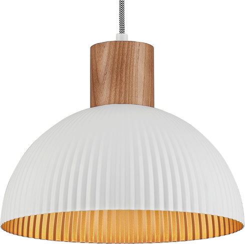 ELYONA Modern Ash Wood Pendant Light Fixtures 12" Hanging Lamp Nordic White