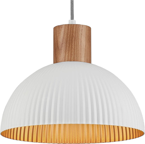 ELYONA Modern Ash Wood Pendant Light Fixtures 12" Hanging Lamp Nordic White