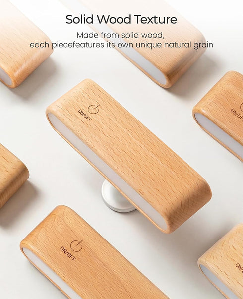 360 Wood LED Wall Sconce, Magnetic Rotatable Wall Mounted Night Light & Reading Light, Small Rechargeable Battery
