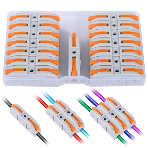 HTCELLE 15-Piece Lever Wire Nut Connectors Kit for Quick Connect, Push in Compact Splicing for 28-12 AWG