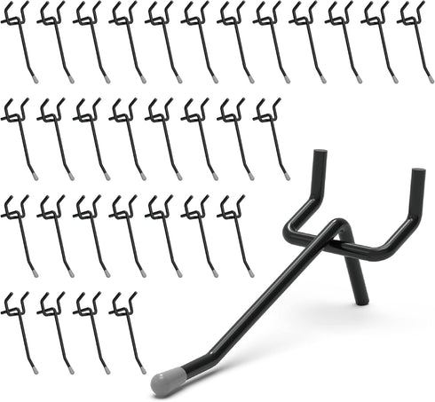 HUHOLE Pegboard Hooks 2 Inch 50PC, Black Peg Board Hooks, Fit 1/4" or 1/8" Pegboard, Ideal Organizer Accessories for