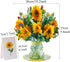 Sharonlily 3D Sunflower Bouquet Greeting Card, Forever flower Pop Up Bouquet Card with Blank Note & Envelope, Handmade