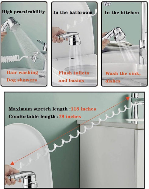 Chirsbaber 7 (6.5ft Set) Sink Faucet Hose Sprayer Attachment handheld Sink Sprayer with ON/Off & Adapters Extension