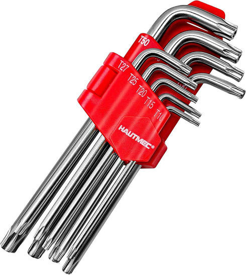 HAUTMEC 9-Piece Star Wrench Set, L Shape Metric Allen Wrench Set for Tamper Resistant Fasteners