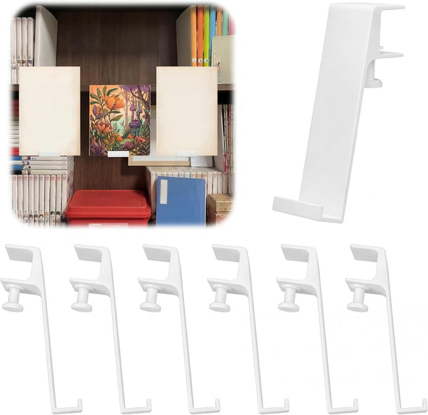 Chumia 6 Pcs Adjustable Book Stand for Display Bookcase Bookshelf Book Comics